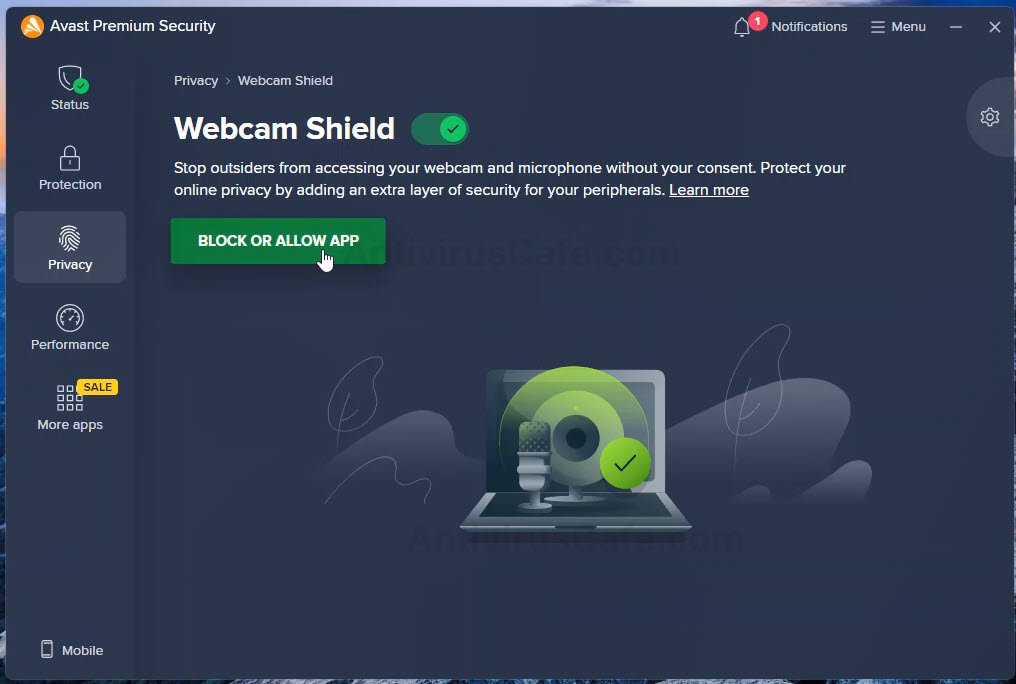 Avast webcam shield