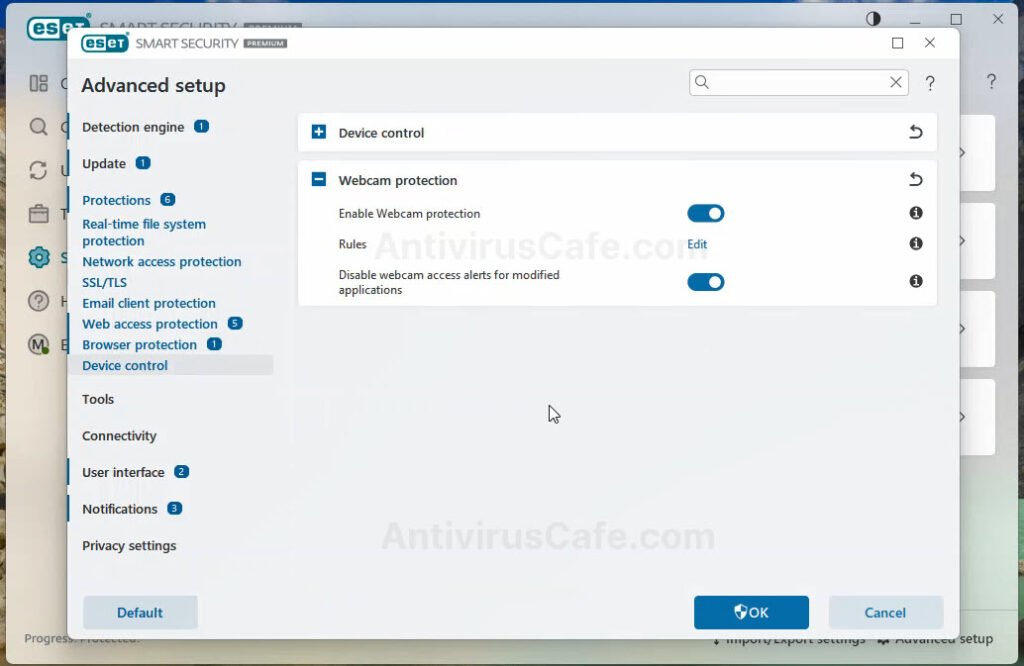 eset webcam protection