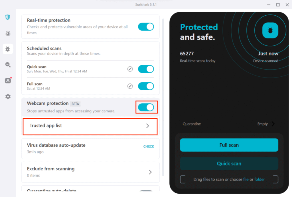 surfshark webcam protection